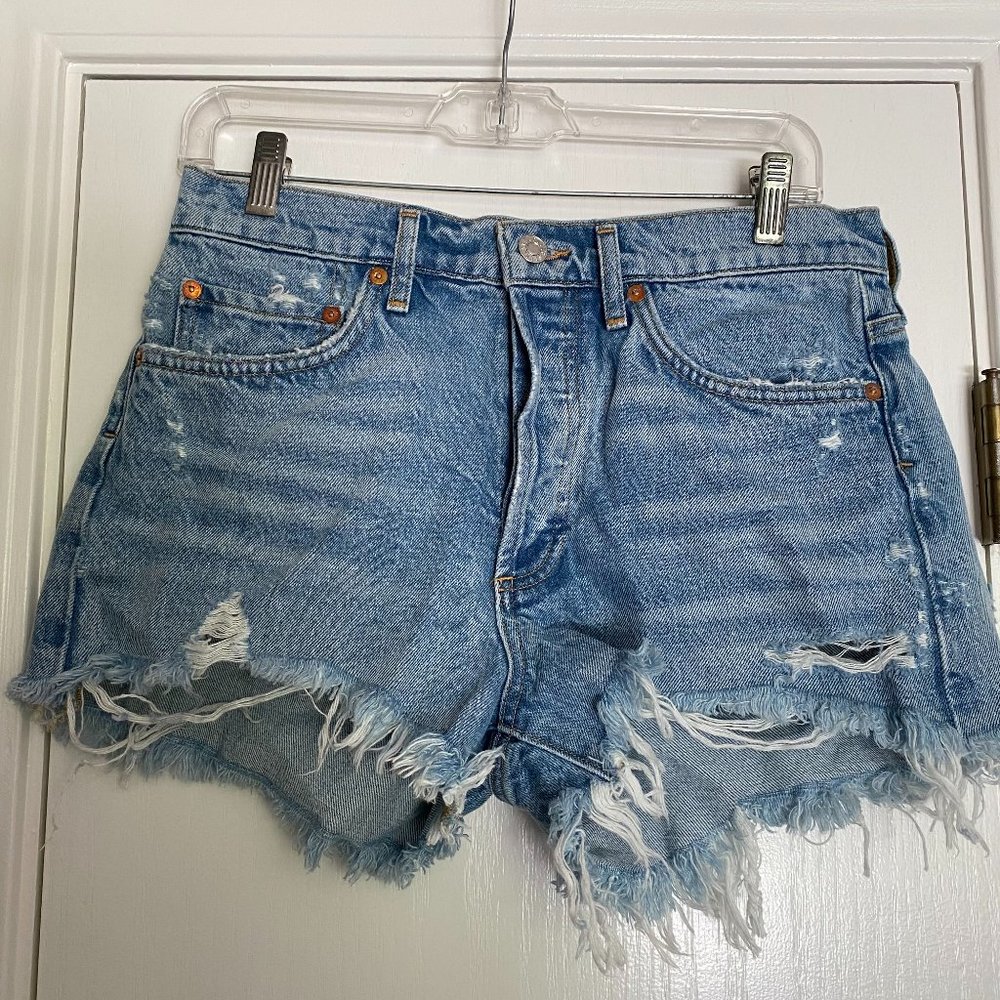 NEW agolde parker cut off denim jean shorts